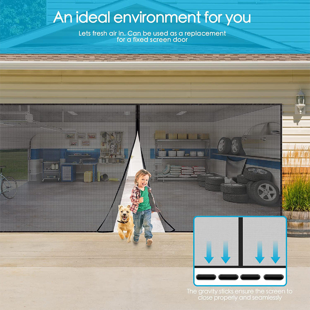 No-Drill Magnetic Garage Door Screen - Polyester Mosquito Net Curtain, Cross-border Home Summer Velcro Garage Door Mesh (244x214cm)