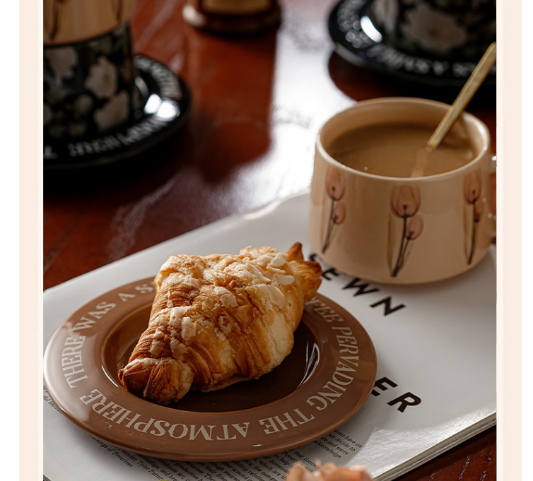 Brown Tulip Elegant Ceramic Coffee Cup & Saucer Set - Couples Gift Box, Premium Wedding & Bridesmaid Favor, High-End Exquisite Design