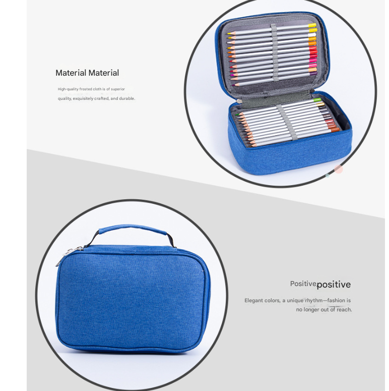 Blue Large Capacity 72-Slot Pencil Case - Multi-functional Oxford Cloth Storage for Students, Artists & Stationery (23x7x16 cm, 228g)
