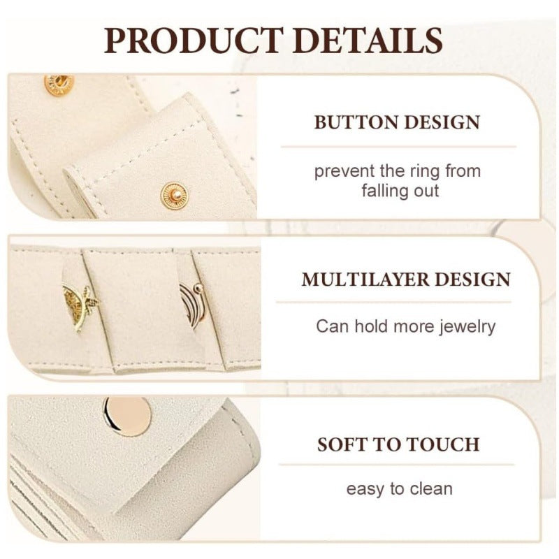 Grey Portable Mini Jewelry Pouch Soft Velvet Travel Organizer for Rings and Earrings Compact Snap Button Storage Bag Ideal for Daily Use