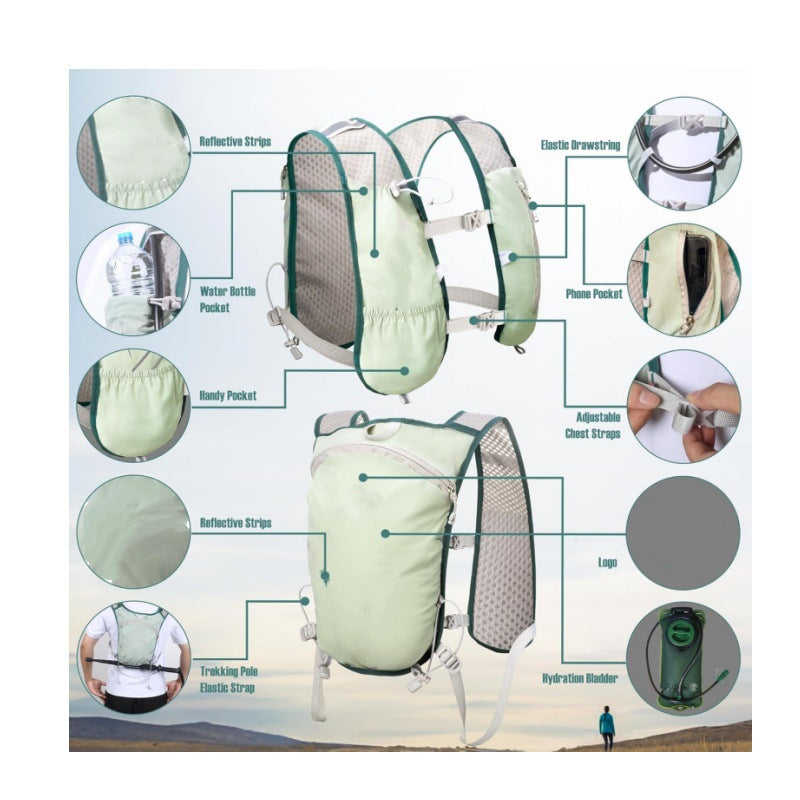 Lightweight Hydration Backpack Running Vest with Adjustable Chest Straps Breathable Trail Running Pack for Cycling and Marathons Fits 24-50 Inch Chest