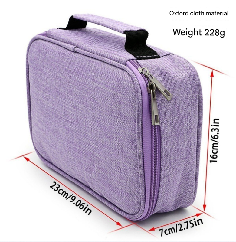 Purple Large Capacity 72-Slot Pencil Case - Multi-functional Oxford Cloth Storage for Students, Artists & Stationery (23x7x16 cm, 228g)