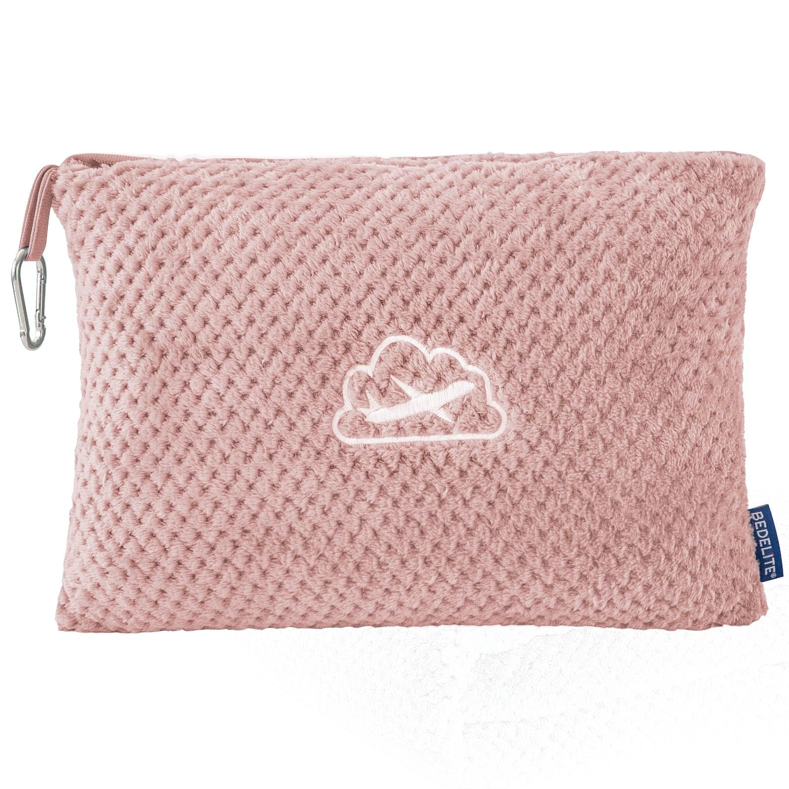 Pink 2-in-1 Premium Travel Blanket and Pillow Soft Fleece Airplane Throw 165cm x 100cm Foldable Cushion with Luggage Clip Ideal for Flights and Road Trips