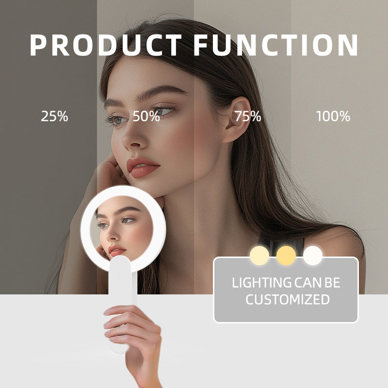 Portable LED Makeup Mirror Foldable Handheld Vanity Light Compact Travel Cosmetic Mirror for Women and Students