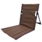 Brown Portable Outdoor Ground Chair with Back Support Folding Beach Mat Seat Lightweight Aluminium Frame for Camping Festivals and Picnics