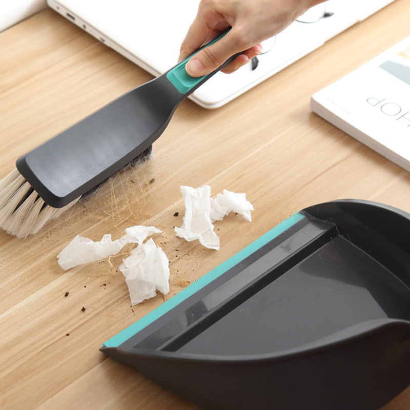 2-Piece Handheld Dustpan and Brush Set Mini Broom with Soft Rubber Lip for Kitchen Desktop Car and Camping Cleaning