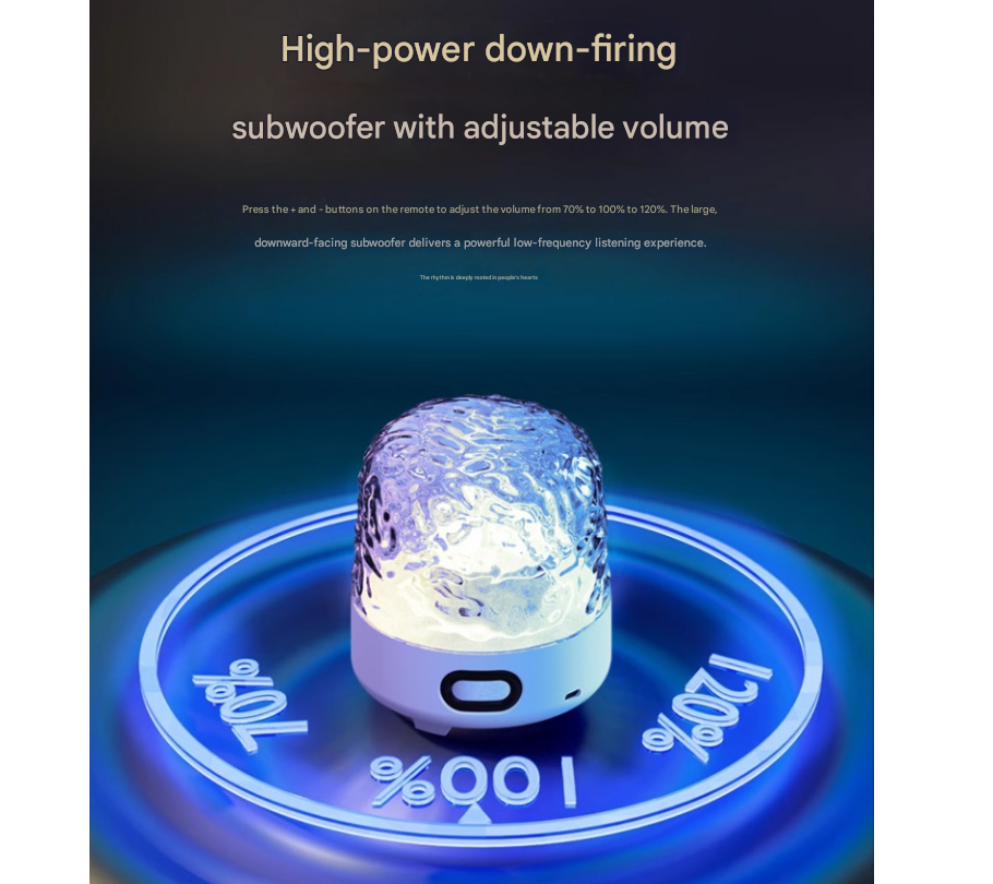 Rechargeable Water Ripple Projector Light with Bluetooth Speaker 16 Colour RGB Rotating Ocean Wave Night Lamp Remote Control for Bedroom Decor