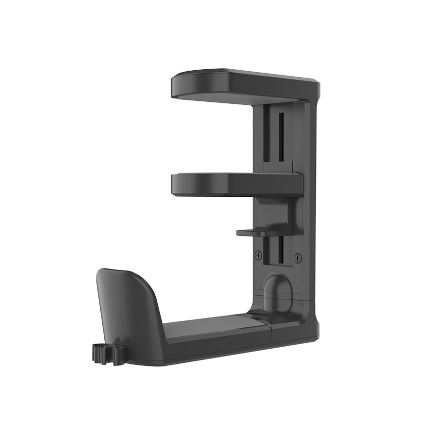 Black Under Desk Headphone Hanger Clamp 360 Degree Rotating - Adjustable Headset Holder Hook with Cable Organiser for Home Office & Gaming Setup (Fits 1-5.5cm Desks)