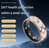 8# Striped Gold Smart Health Ring Tracker with Wireless Charging Case - Titanium Steel Fitness Wearable for Heart Rate, Sleep & Blood Oxygen Monitoring - Waterproof Wellness Device