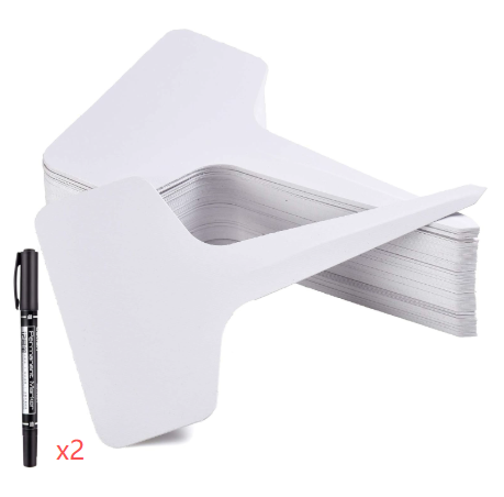 White 200 Pack Waterproof Plant Labels T-Type Garden Tags with 2 Marking Pens for Succulents Flowers Seedlings and Aussie Home Gardening Identification