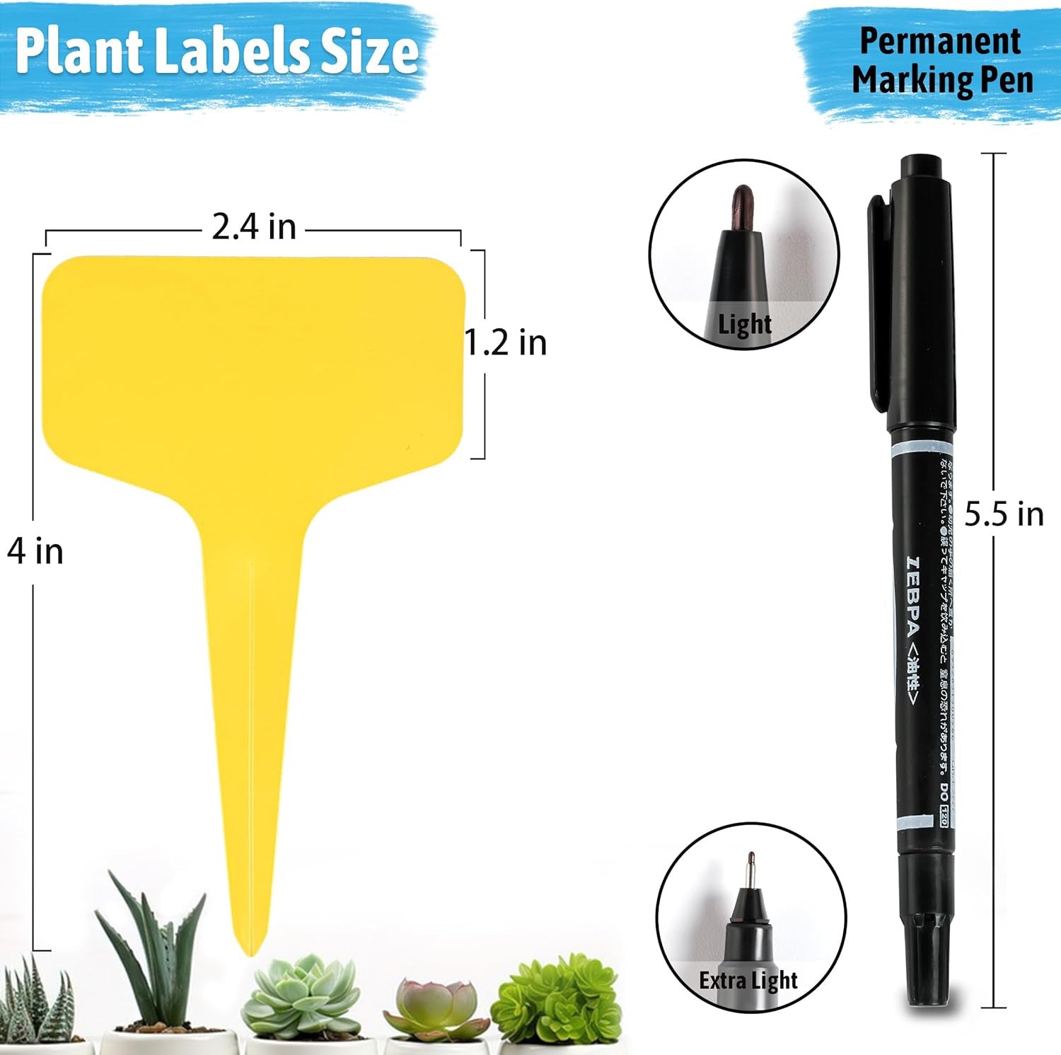 White 200 Pack Waterproof Plant Labels T-Type Garden Tags with 2 Marking Pens for Succulents Flowers Seedlings and Aussie Home Gardening Identification
