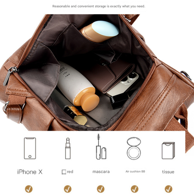 Red Women's Anti-Theft Backpack Purse Soft Faux Leather Convertible Rucksack Shoulder Bag Large Capacity 31cm for Travel Work Daily Use