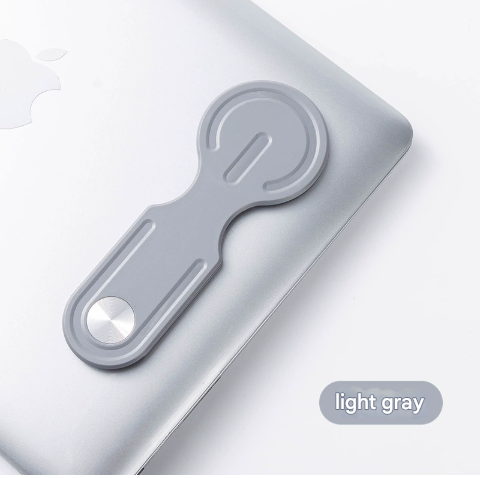 Light Grey Magnetic Laptop Phone Holder Side Mount Expansion Bracket Slim 6mm Foldable Stand with Metal Ring for Dual Screen Work Office Setup