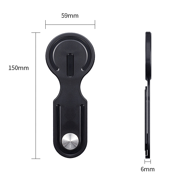 White Magnetic Laptop Phone Holder Side Mount Expansion Bracket Slim 6mm Foldable Stand with Metal Ring for Dual Screen Work Office Setup