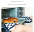 Blue 2 Pack Heart Shaped Oven Mitts Heat Resistant Cotton Pot Holders Double Layer Thick Insulation Kitchen Gloves for Baking Cooking