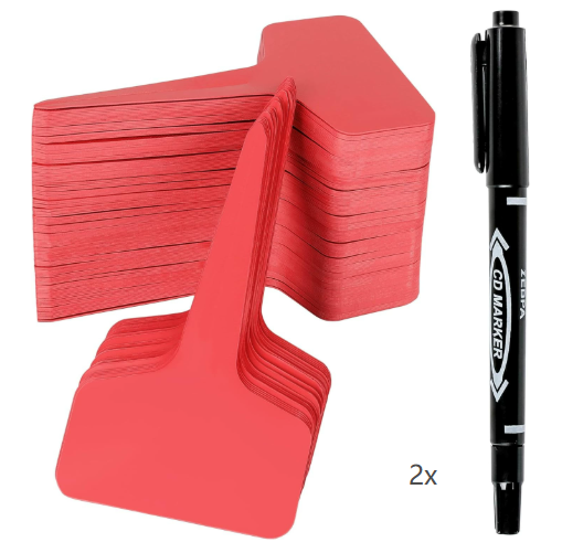 Red 200 Pack Waterproof Plant Labels T-Type Garden Tags with 2 Marking Pens for Succulents Flowers Seedlings and Aussie Home Gardening Identification