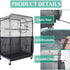 S White【Height 17, Circumference 110】 Large Bird Cage Seed Catcher Net Cover - Adjustable Mesh Guard Splash-Proof Dust Cover for Indoor Outdoor Cages