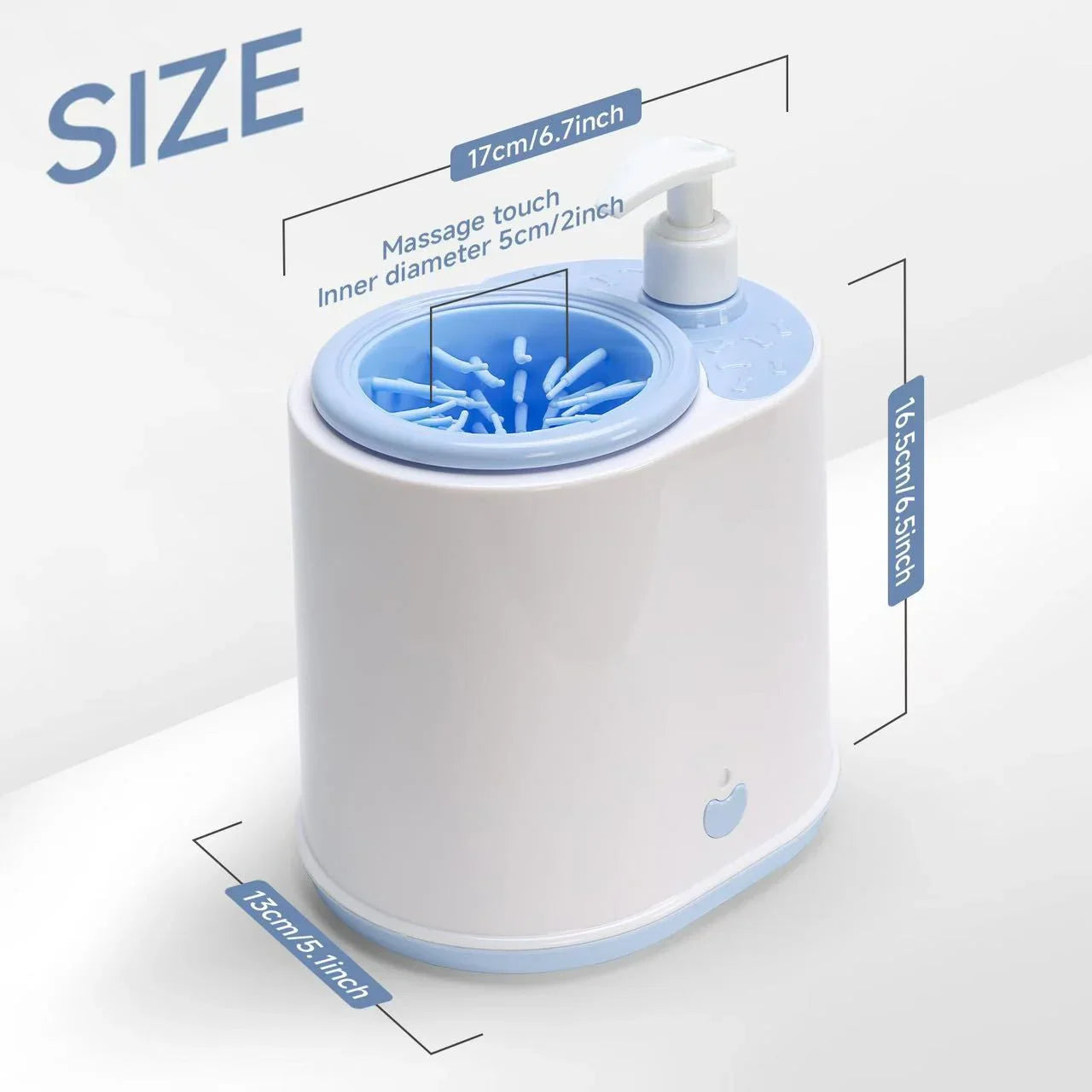 Grey Electric Pet Paw Cleaner Automatic Dog Foot Washer Cup with Built-in Soap Dispenser Soft Silicone Massage Bristles for Small Dogs & Cats