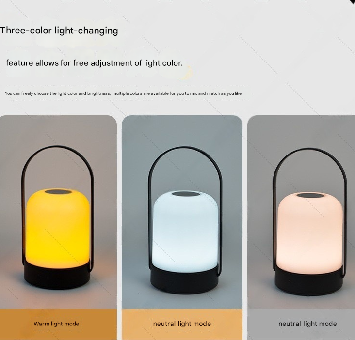 White Portable LED Table Lamp Rechargeable Touch Dimmable Lantern 3 Colour Modes Night Light for Bedroom Camping Outdoor Dining 20cm