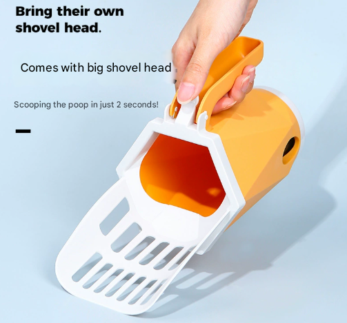 Red 2-in-1 Cat Litter Scoop with Attached Waste Bin Integrated Poop Scooper Holder Detachable Kit with 150 Degradable Bags
