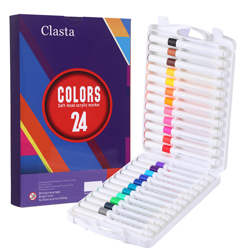 24 Color Acrylic Markers - Soft Brush Tip