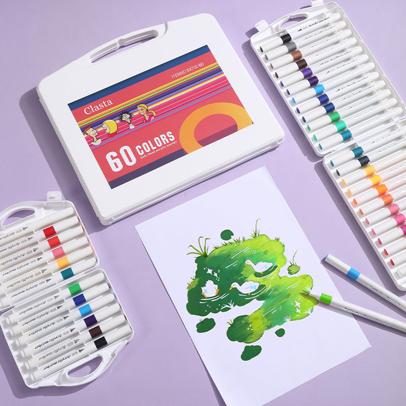 24 Color Acrylic Markers - Soft Brush Tip