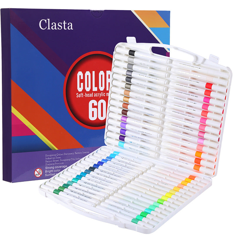 60 Color Acrylic Markers - Soft Brush Tip