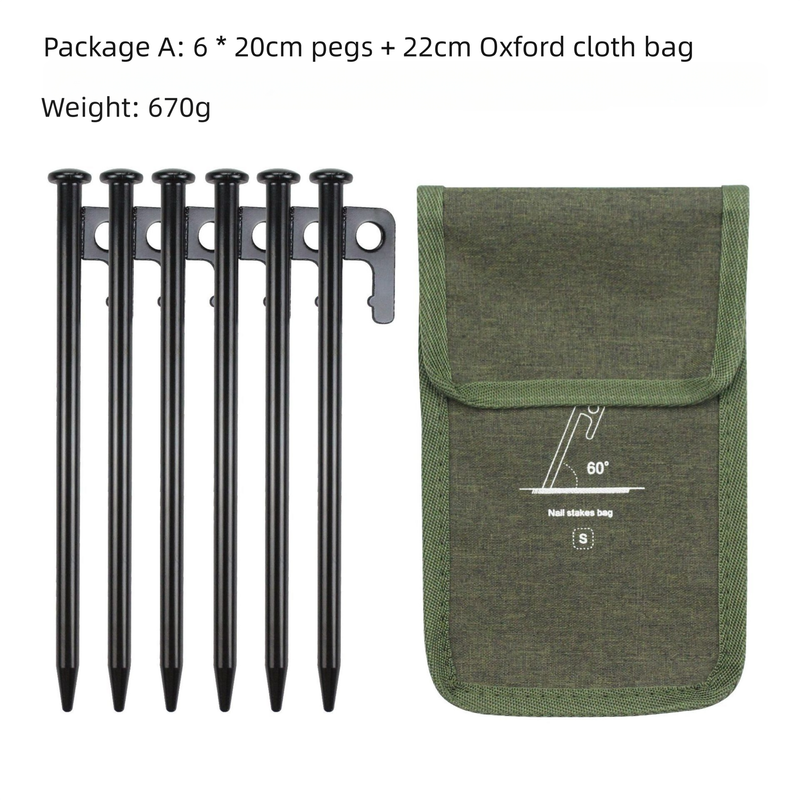2pc Heavy-Duty 20cm Tent Stakes Kit (6 Pegs /pc) with Carry Bag