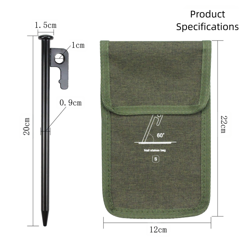 2pc Heavy-Duty 20cm Tent Stakes Kit (6 Pegs /pc) with Carry Bag