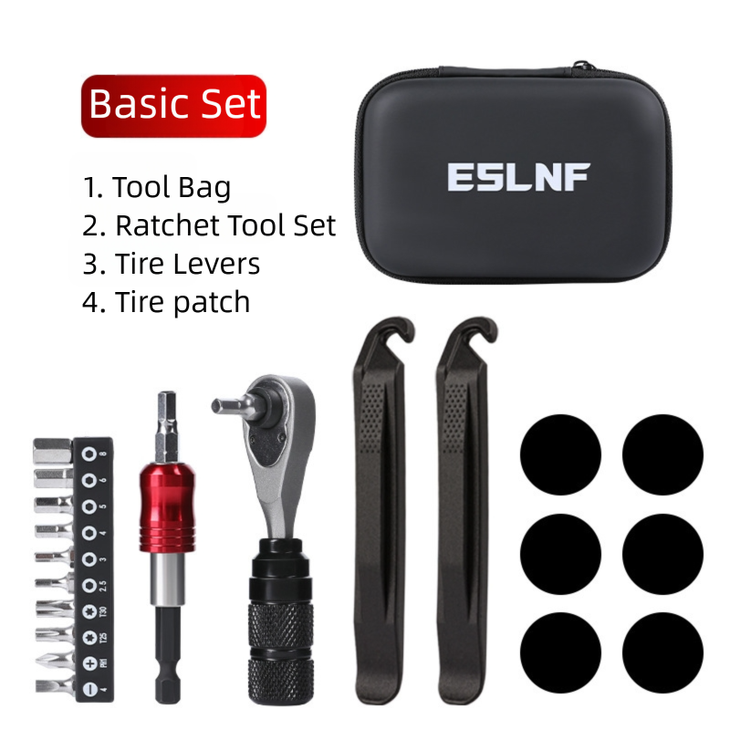 Compact Bicycle Ratchet Tool Kit With Tire Patch