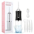 Black Cordless Water Flosser & Oral Irrigator - USB Rechargeable Portable Teeth Cleaner with 3 Modes & 4 Jet Tips