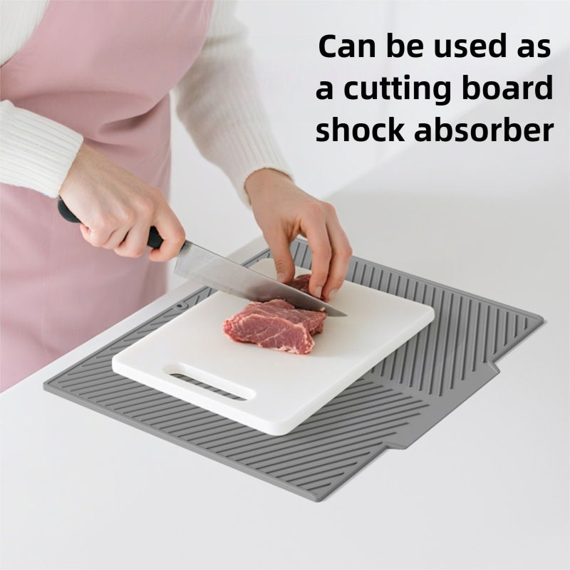 2PC Black Multi-Use Drain Mat (51x43 cm) – Non-Slip Heat Protection for Dish Drying & Prep