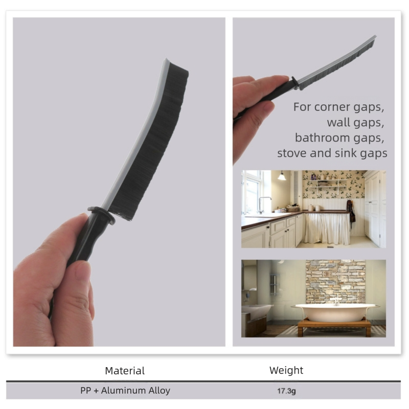 5-Pack Black Hard Bristle Crevice Brush (225 * 16mm) – Multifunctional Gap Cleaner, for Bathroom Household Kitchen Tiles Window Crevice Cleaning