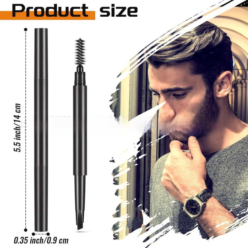 4-Pack Black Beard Filler Pen for Men - Waterproof, Precision Tip and Brush for Covering Beard and Hairline