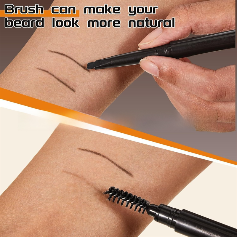 4-Pack Light Brown Beard Filler Pen for Men - Waterproof, Precision Tip and Brush for Covering Beard and Hairline