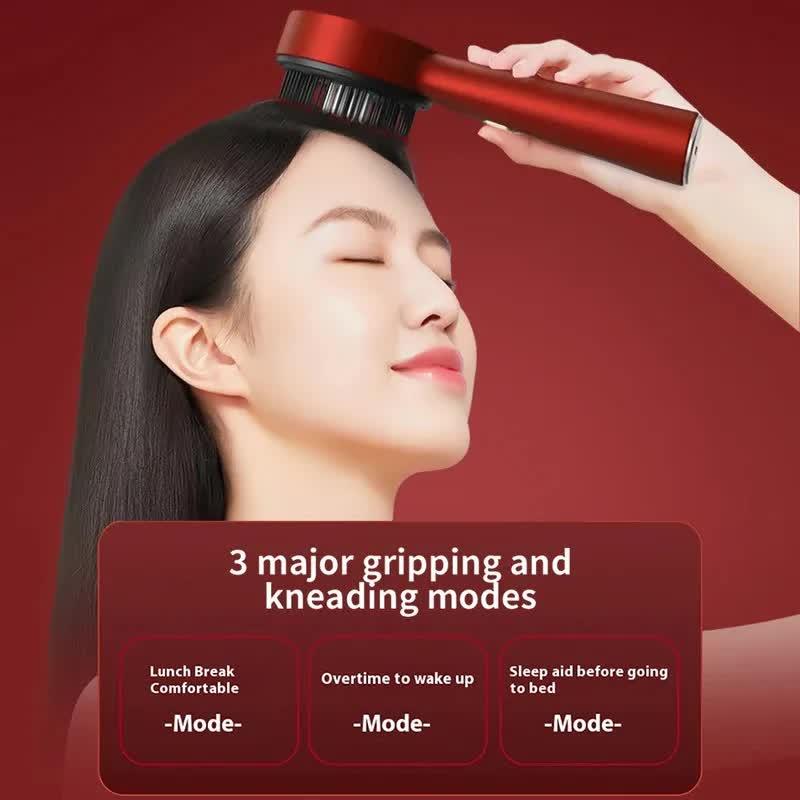 Dark Gray Luxury Red-Light Therapy Electric Scalp Massager Comb with Liquid Applicator - 3 Modes Vibration for Hair Growth & Relaxation