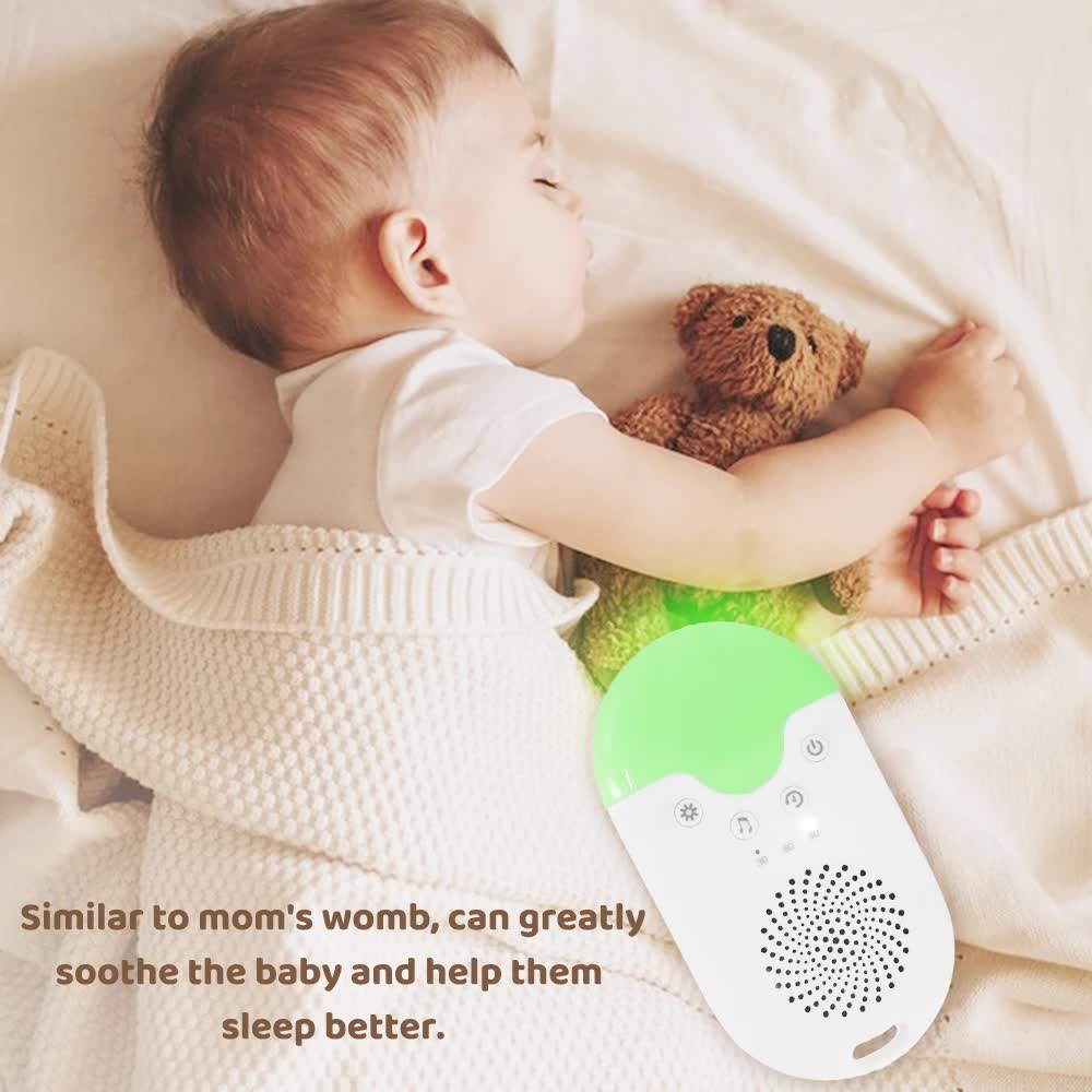 Portable Ba Sleep White Noise Machine(12.5*7*3.5 CM) With Soothing Sounds, RGB Night Light & Auto Timer - USB-C Rechargeable
