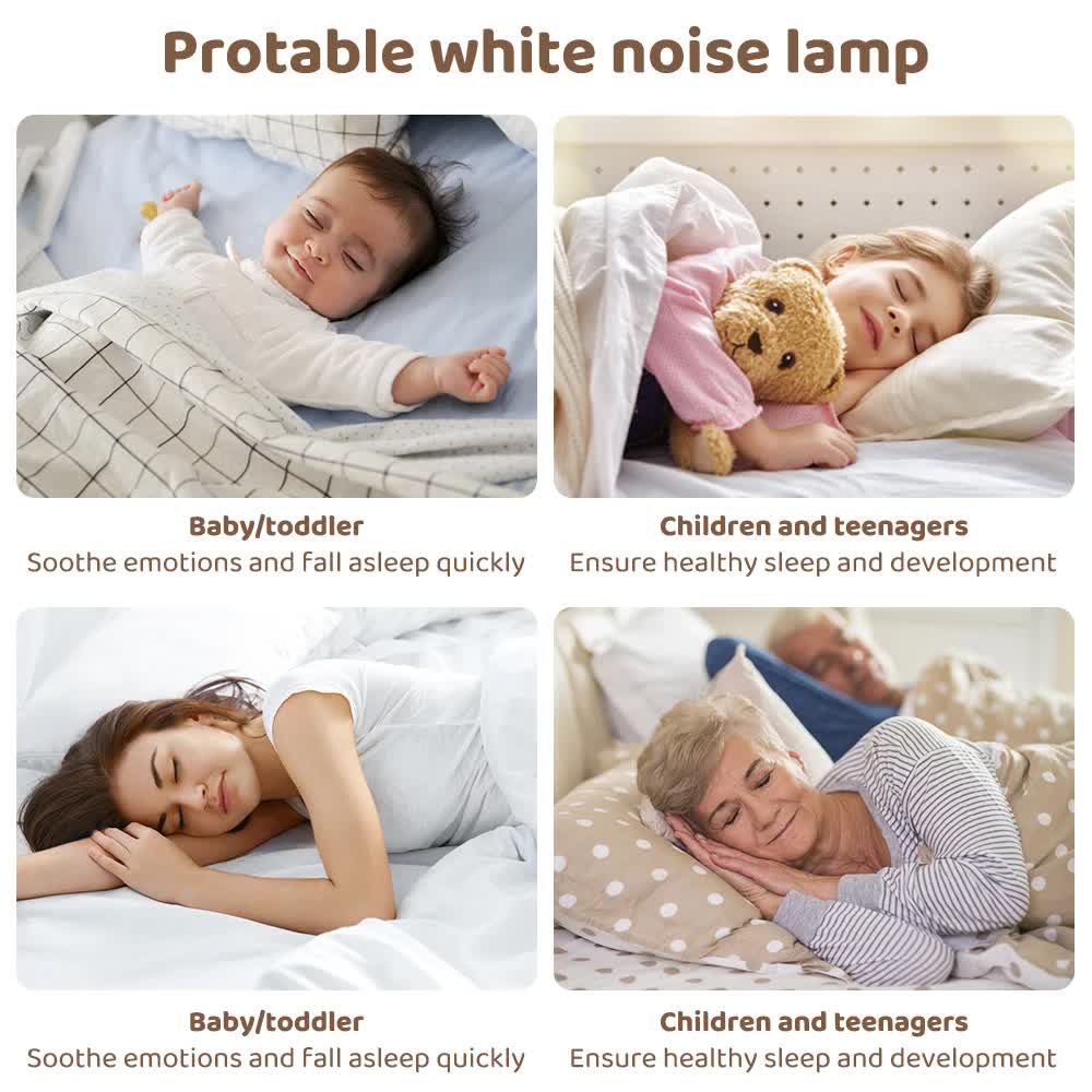 Portable Ba Sleep White Noise Machine(12.5*7*3.5 CM) With Soothing Sounds, RGB Night Light & Auto Timer - USB-C Rechargeable