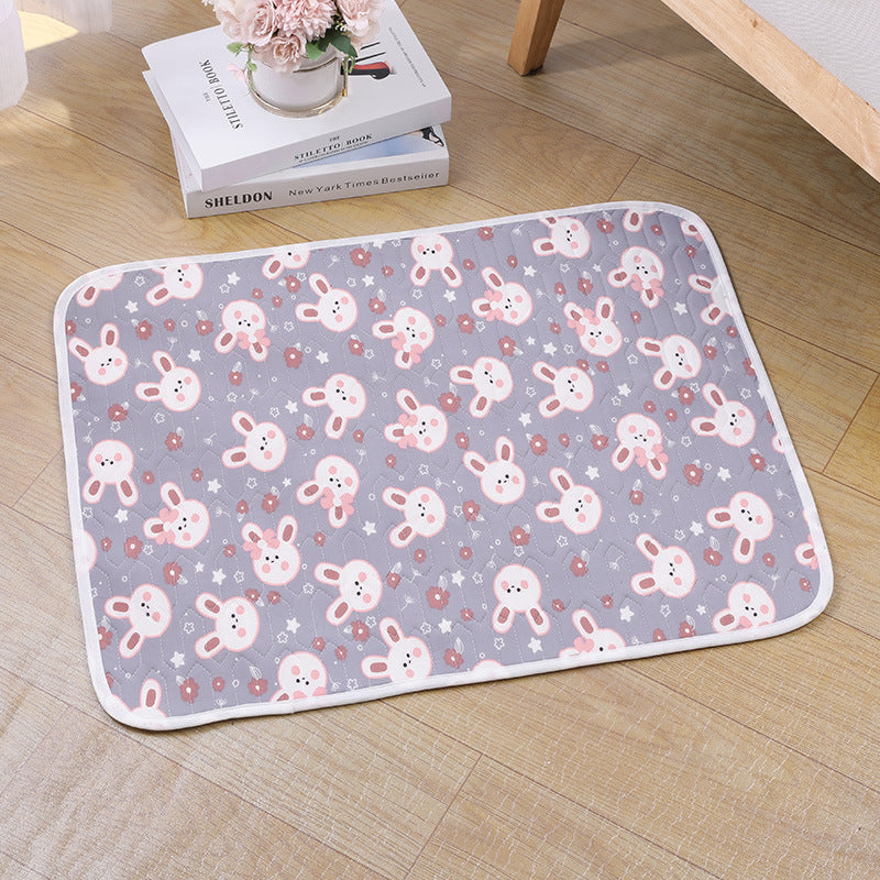 2-Pack Gray Rabbit Pet Summer Cooling Latex Pad (L Size: 60*45cm) - Breathable Ice Silk & Latex-Filled Dog Bed Cat Sleeping Mat with Non-Slip Base