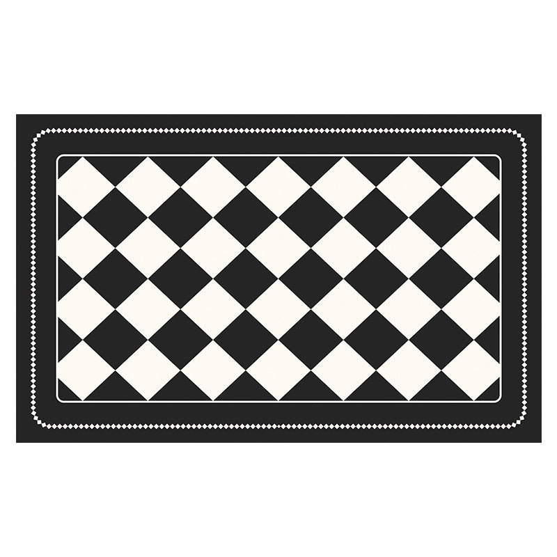 Black Checkered Design Loofah Texture Shower Mat (50x80cm) - Non-Slip PVC Bathroom Floor Mat, Quick-Draining, Anti-Mould & Massage Pad