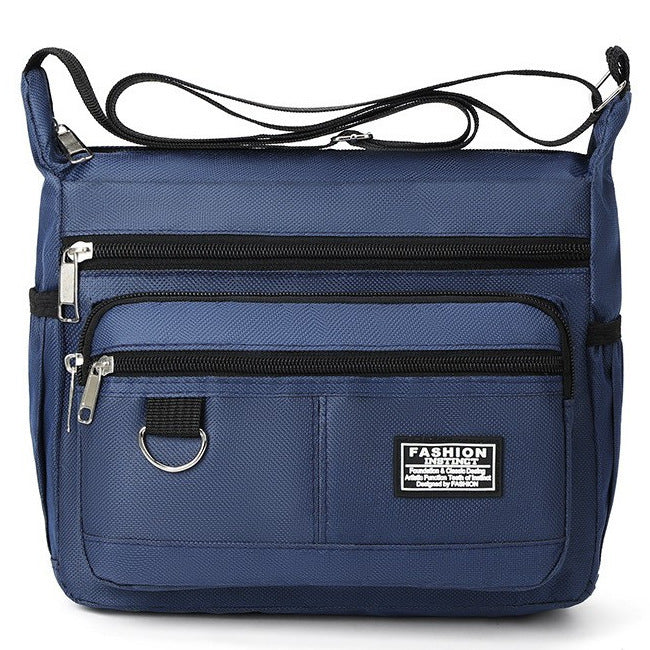 Dark Blue Men's Waterproof Oxford Cloth Crossbody Bag - Durable Anti-Theft Shoulder Backpack for Business, Travel & 10-inch Tablet