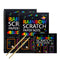 3-Pack DIY Rainbow Scratch Art Books Set - Neon Black Scratch Paper for Kids, Multi-Size (S, M, L) Creative Drawing & Fun