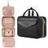 Black Portable Large Hanging Womens' Luxury PU Leather Cosmetic Bag -  Waterproof Travel Toiletry Organizer , Easy Visibility & Durable