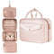 Pink Portable Large Hanging Womens' Luxury PU Leather Cosmetic Bag -  Waterproof Travel Toiletry Organizer , Easy Visibility & Durable