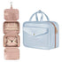 Blue Portable Large Hanging Womens' Luxury PU Leather Cosmetic Bag -  Waterproof Travel Toiletry Organizer , Easy Visibility & Durable