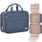 Dark Blue Large Capacity Hanging Toiletry Bag for Women(30.5 x 22.5 x 12 cm) - Checked Pattern Waterproof Cosmetic Organizer, Dry/Wet Separation & Multi-Compartment