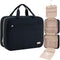 Black Large Capacity Hanging Toiletry Bag for Women(30.5 x 22.5 x 12 cm) - Checked Pattern Waterproof Cosmetic Organizer, Dry/Wet Separation & Multi-Compartment