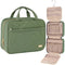 Green Large Capacity Hanging Toiletry Bag for Women(30.5 x 22.5 x 12 cm) - Checked Pattern Waterproof Cosmetic Organizer, Dry/Wet Separation & Multi-Compartment