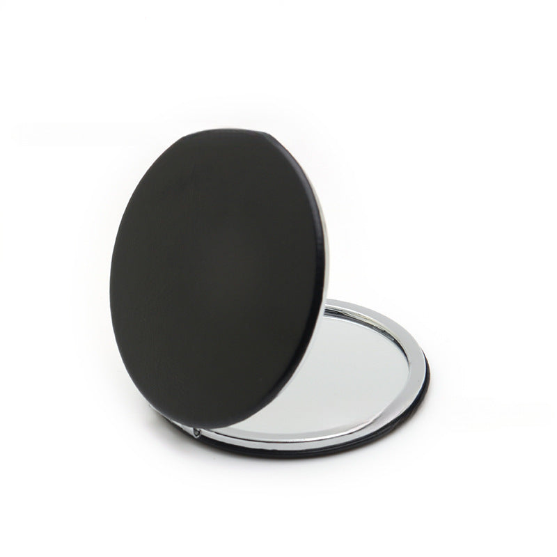 4-Pack Black Jumbo Round Portable Makeup Mirror(8x8CM) - Pocket Cosmetic Mirror for Touch-Ups, PU Leather Cover & Metal Frame