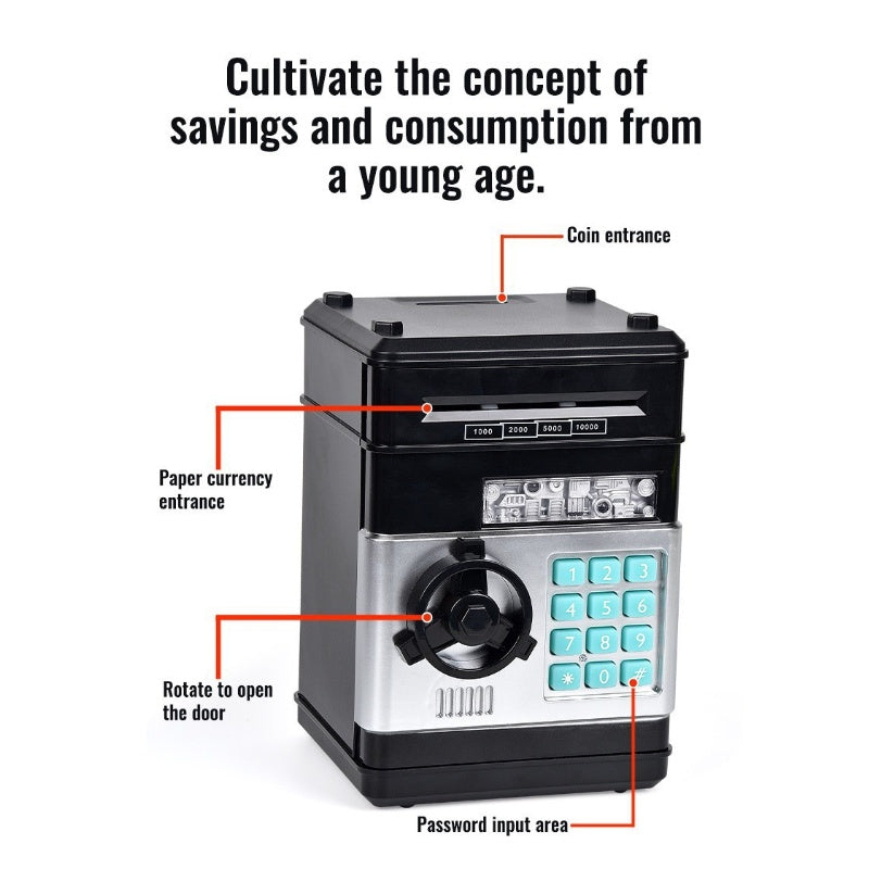 2-Piece Pink Smart ATM Piggy Banks - Kids Electronic Money Safe with Password Lock & Auto-Roll in/out Feature